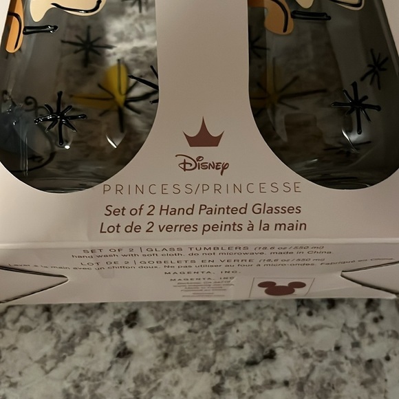 🆕 Disney Princess Cinderella Hand Painted Glasses Set of 2 Glass Tumblers - Picture 5 of 5